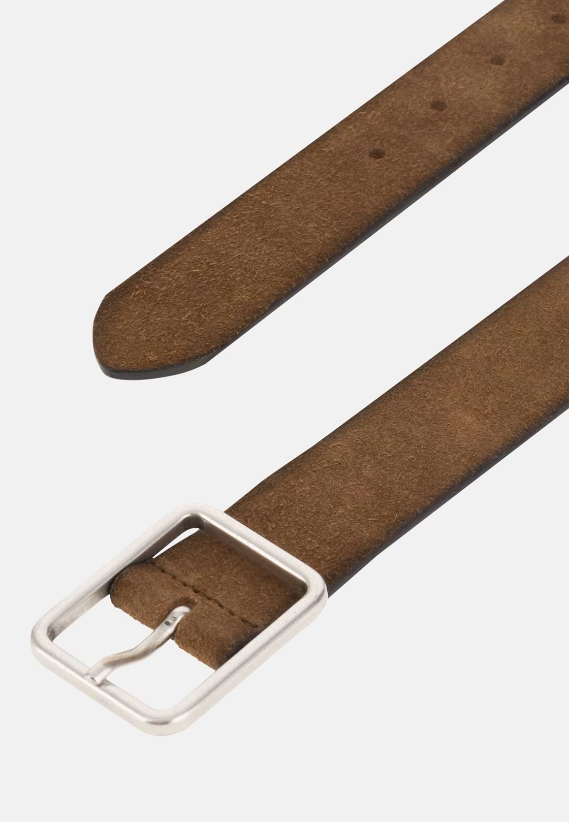 Cintura Casual In Pelle Scamosciata, Marrone, hi-res, 2