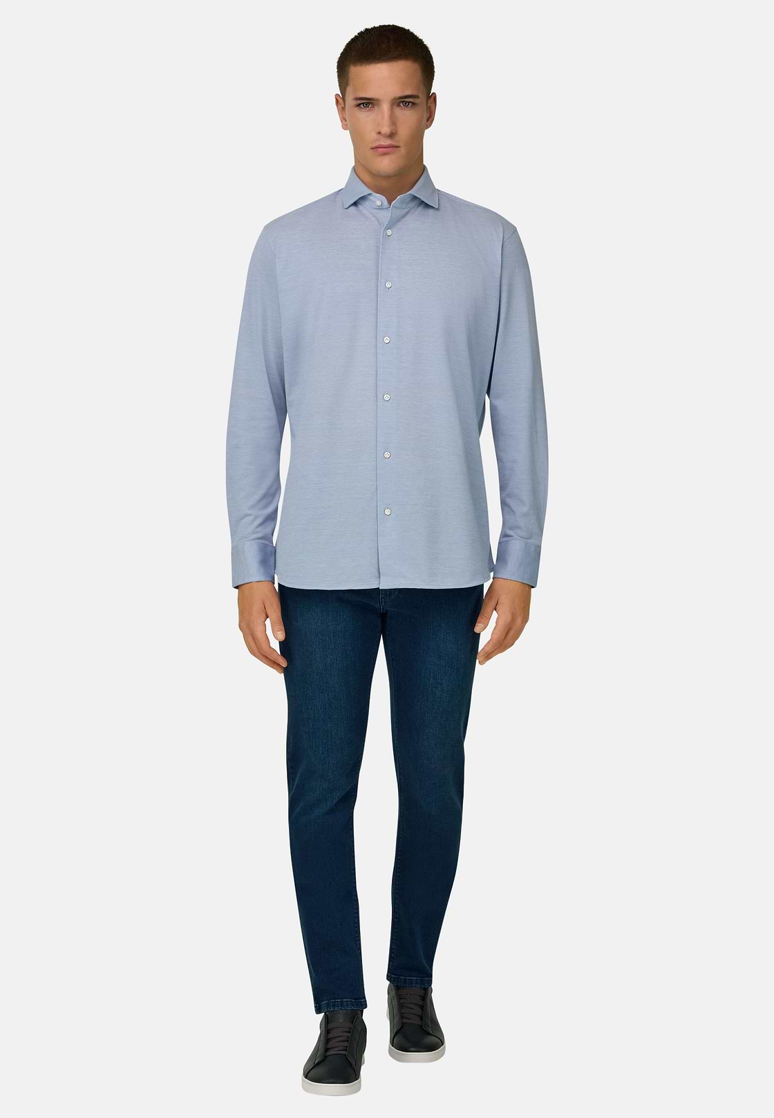 Polo Camicia In Pique, Azzurro, hi-res, 2