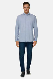 Polo Camicia In Pique, Azzurro, thumb, 2