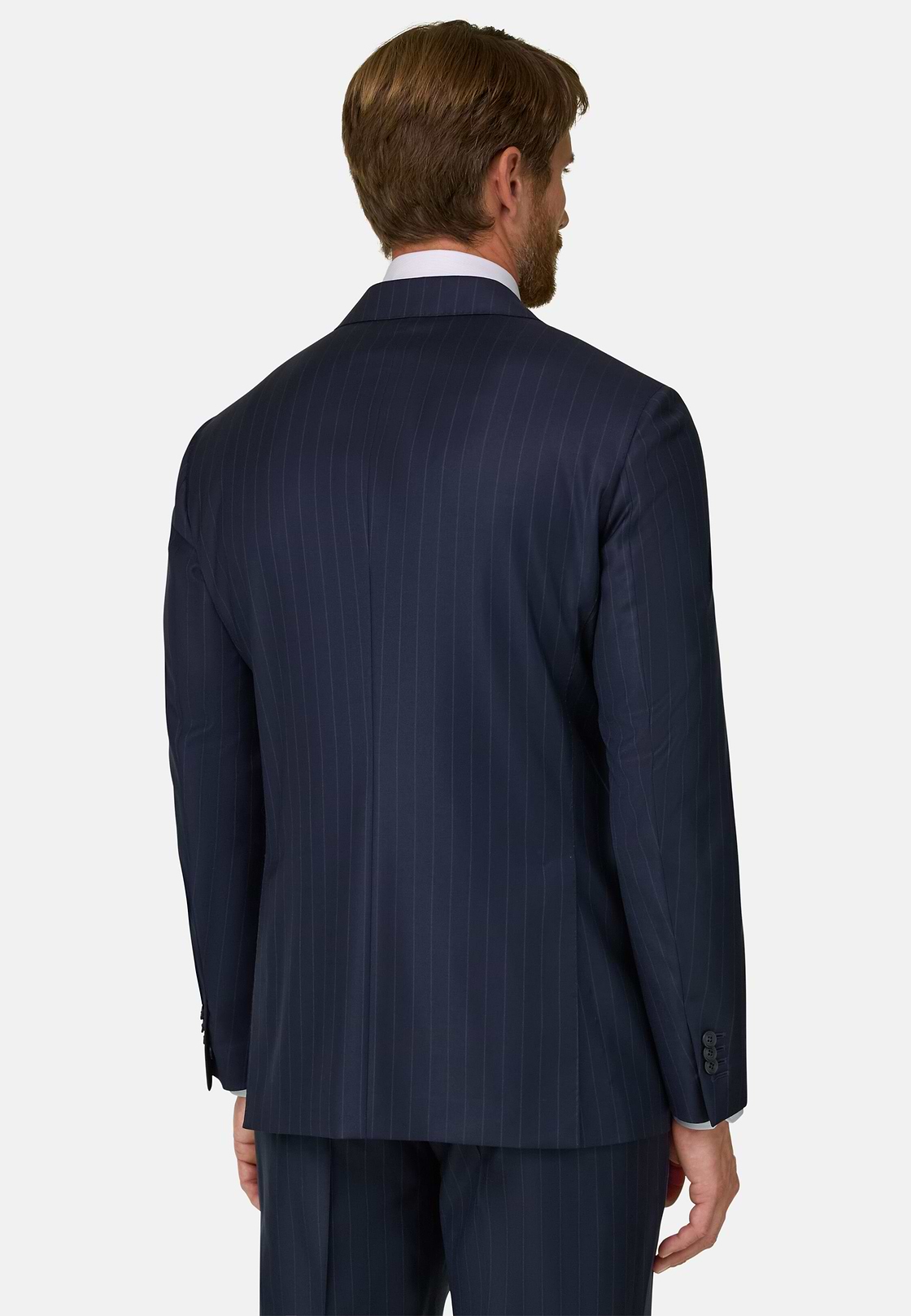 Suit Pinstripe in S130 Wool, Blue, hi-res, 5