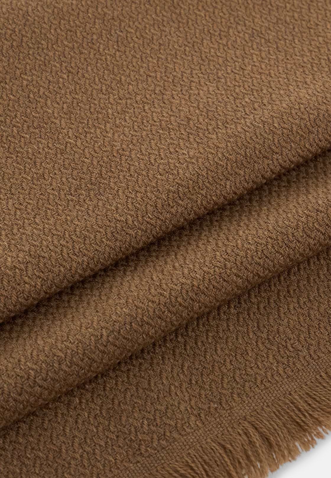 Scarf with Knitted Motif in Wool, Biscuit, hi-res, 3