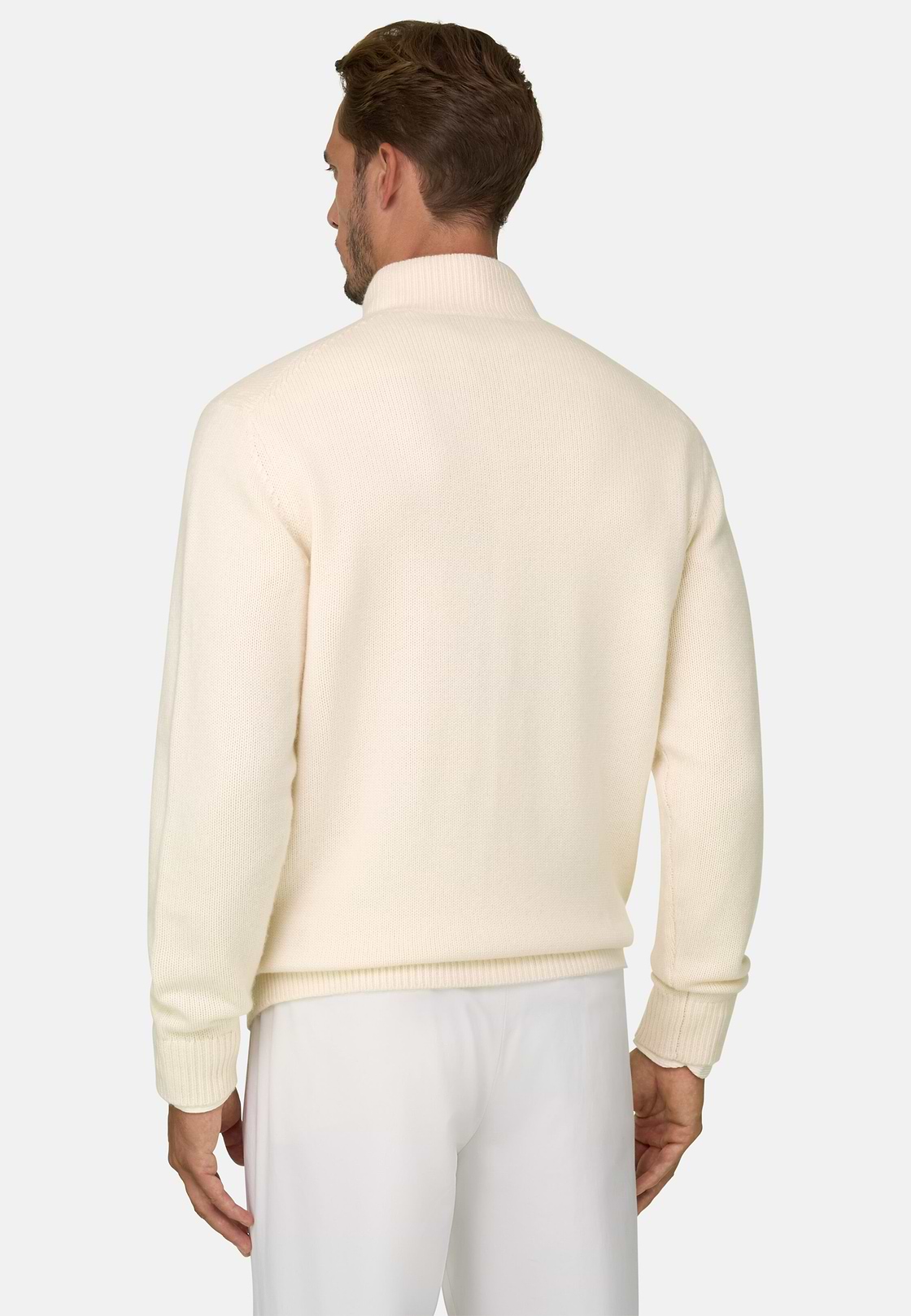 Vest Col in Wol Cashmere, Offwhite, hi-res, 4