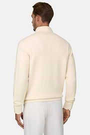 Vest Col in Wol Cashmere, Offwhite, thumb, 4
