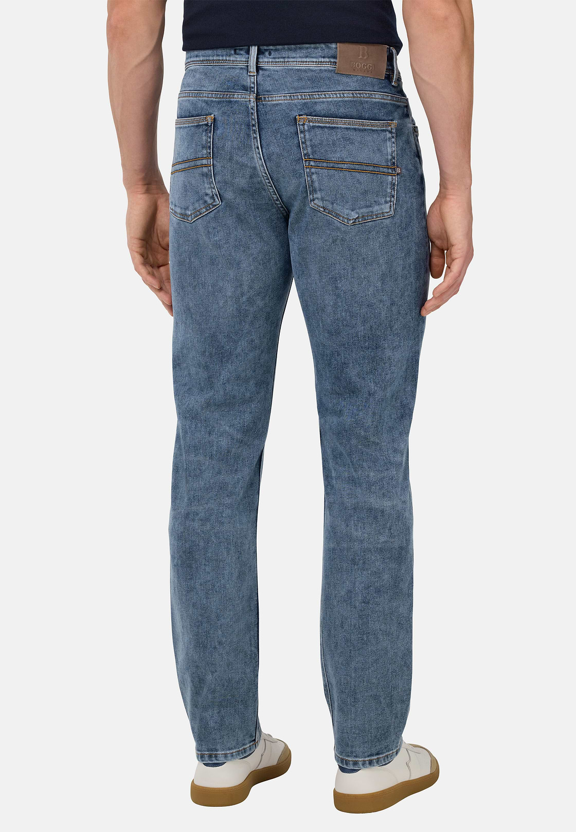 Medium Blue Stretch Denim Jeans, Light Blue, hi-res, 4