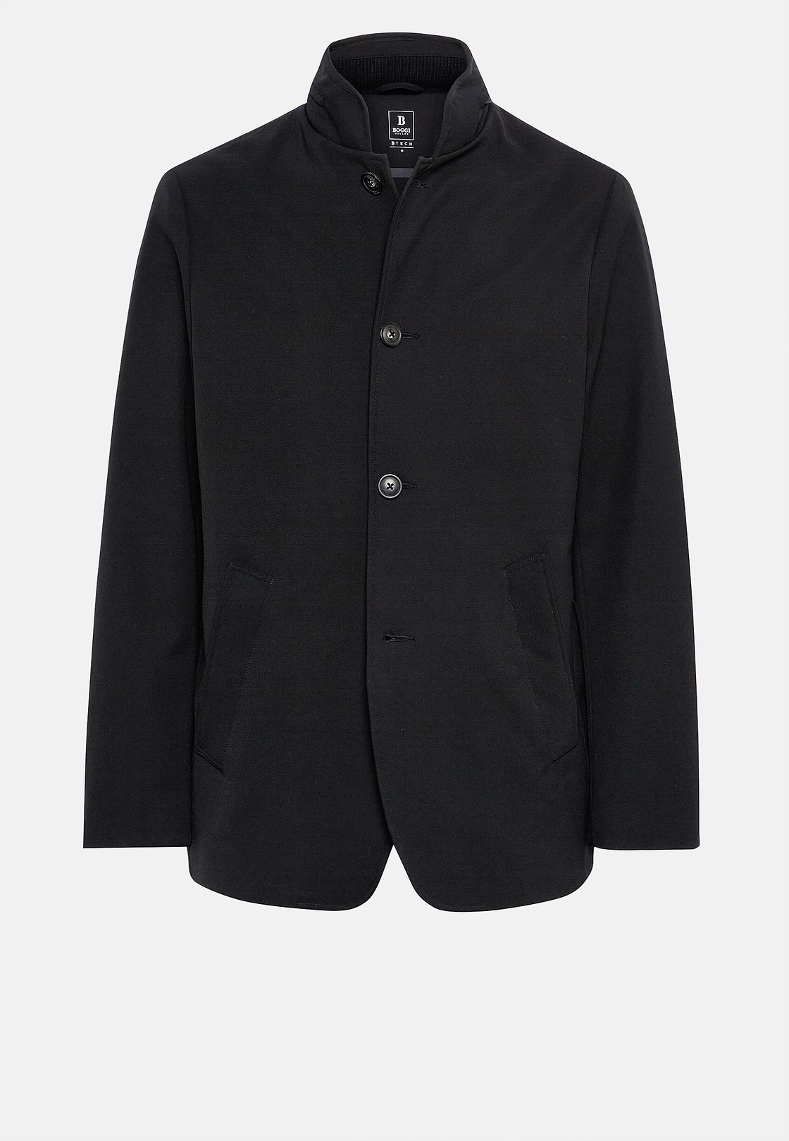 B Tech peacoat van technische stof, Black, hi-res