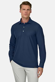Camisa Polo de Malha Japonesa, Navy blue, thumb, 1