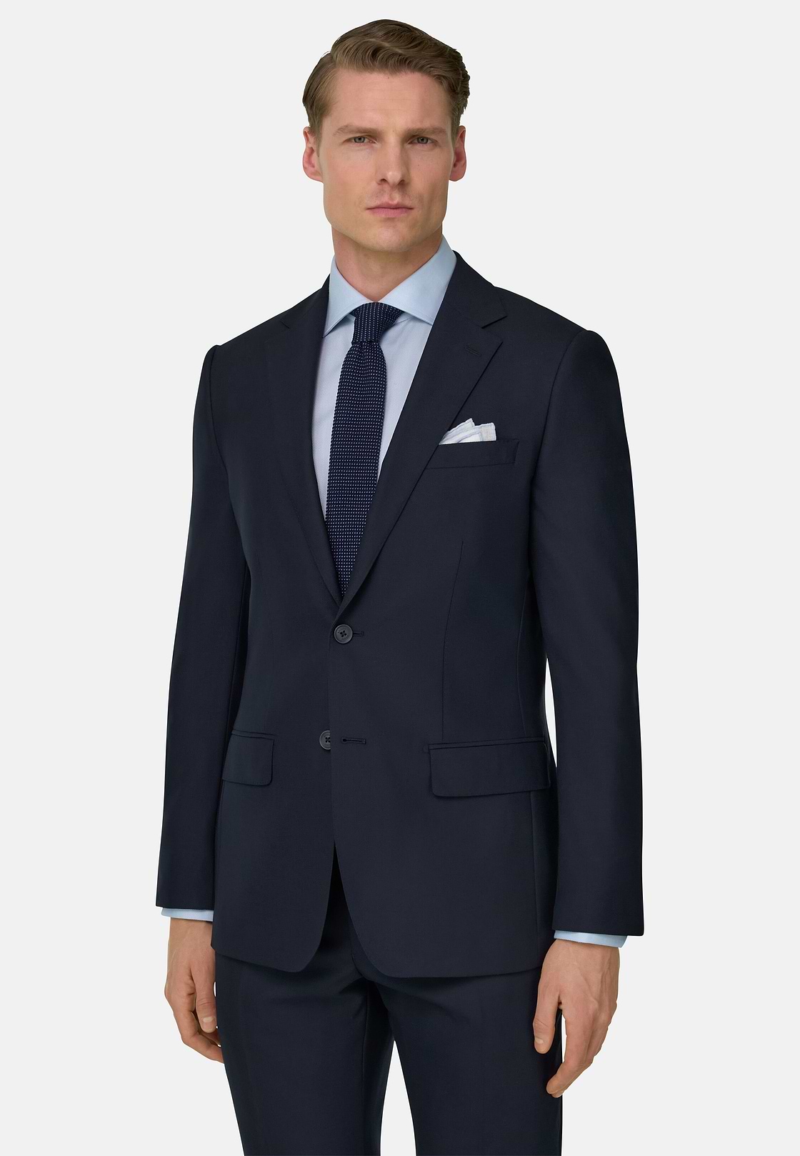Micro Fancy Wool Blend Stretch Suit, Navy blue, hi-res, 1