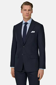 Micro Fancy Wool Blend Stretch Suit, Navy blue, thumb, 1