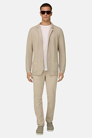 Single-Breasted Knitted Jacket in Mercerised Cotton, , thumb, 2