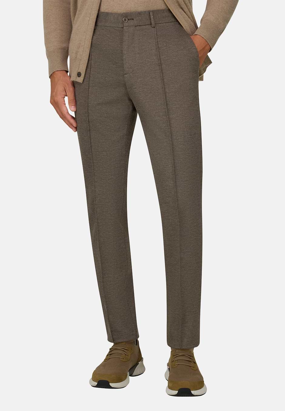 Pantaloni In Jersey Tecnico, Marrone, hi-res