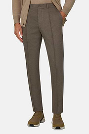Trousers in Technical Jersey, Brown, thumb, 1