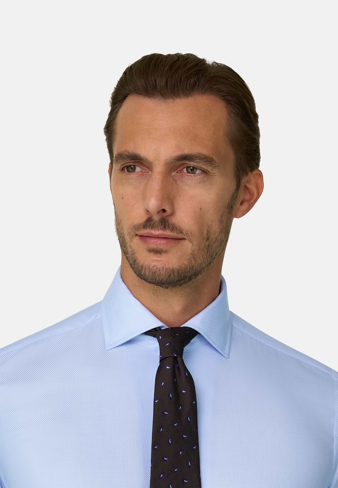Shirt in Cotton Dobby Regular Fit, Light Blue, hi-res, 3