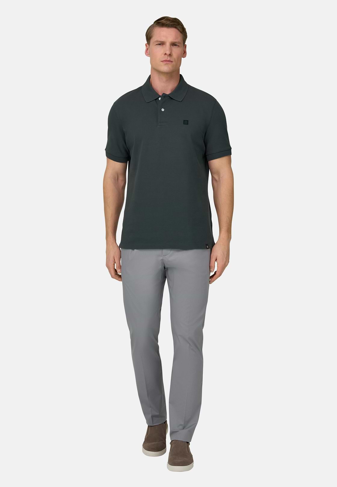 Polo In Pique Di Cotone Regular Fit, Verde, hi-res, 2