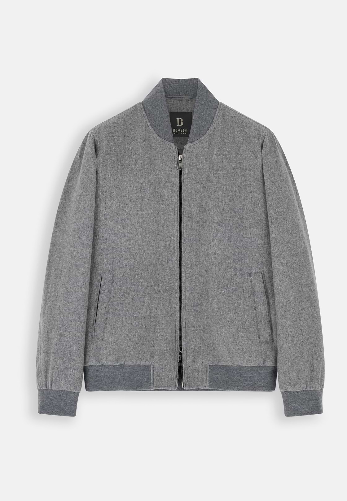 Bomber Padded in Wool Cashmere, Grey, hi-res, 6