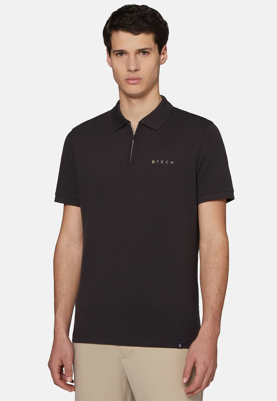 High-Performance Piqué Polo Shirt, Black, hi-res