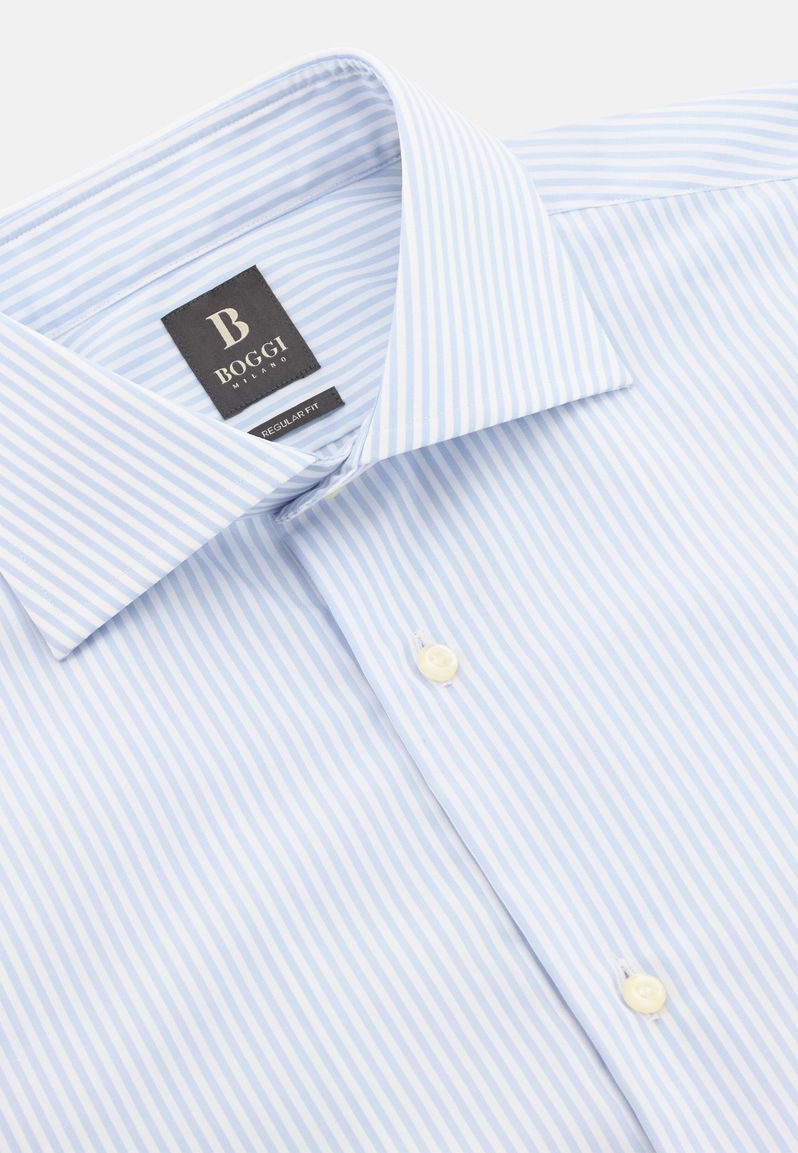 Camicia A Righe In Cotone Regular Fit, Azzurro, hi-res, 5