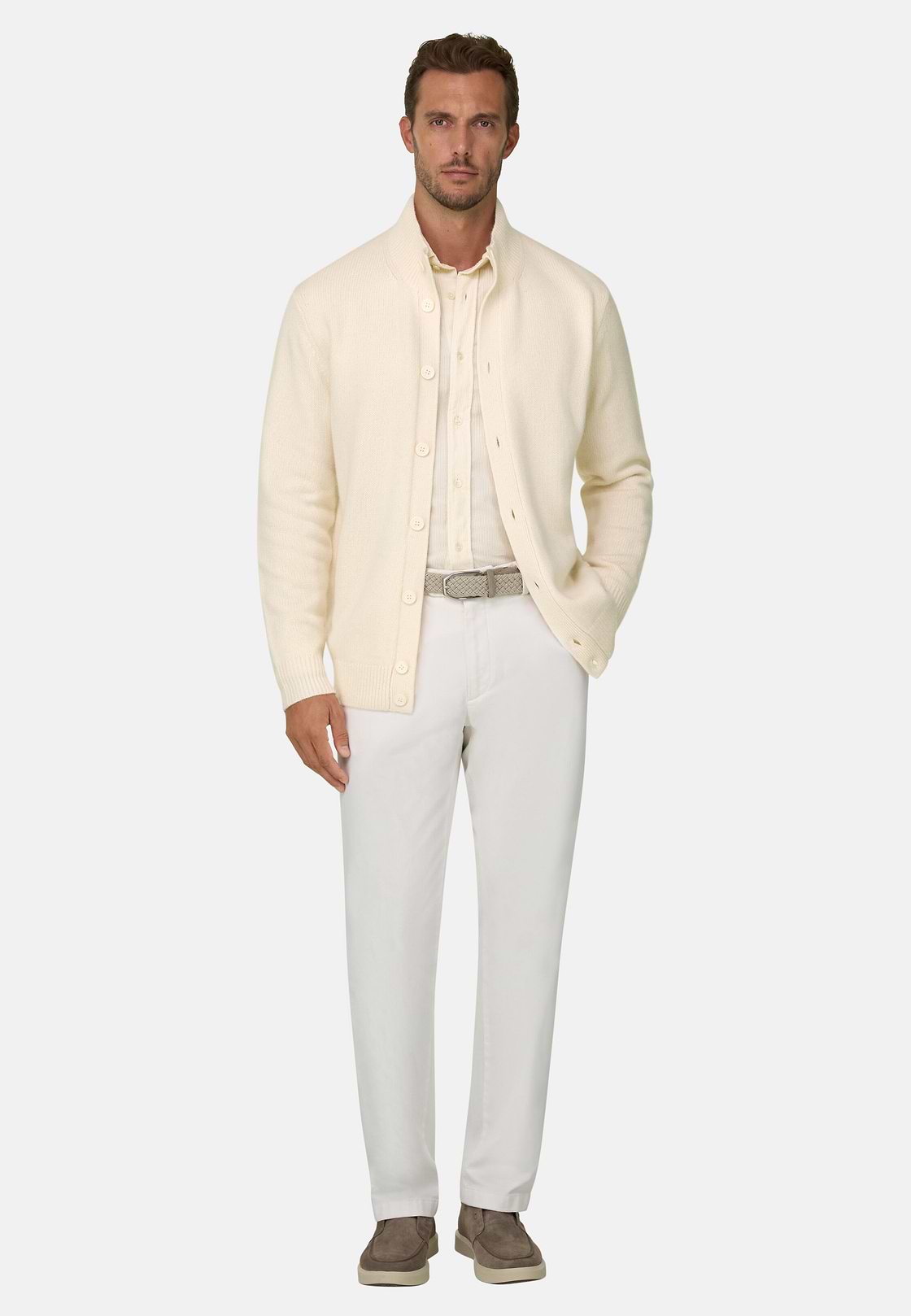 Vest Col in Wol Cashmere, Offwhite, hi-res, 2