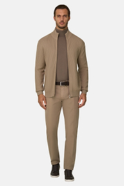 Trousers in Stretch Cotton, Taupe, thumb, 2