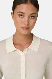 Crew Neck Jumper in Merino Wool Silk, Offwhite, thumb, 3