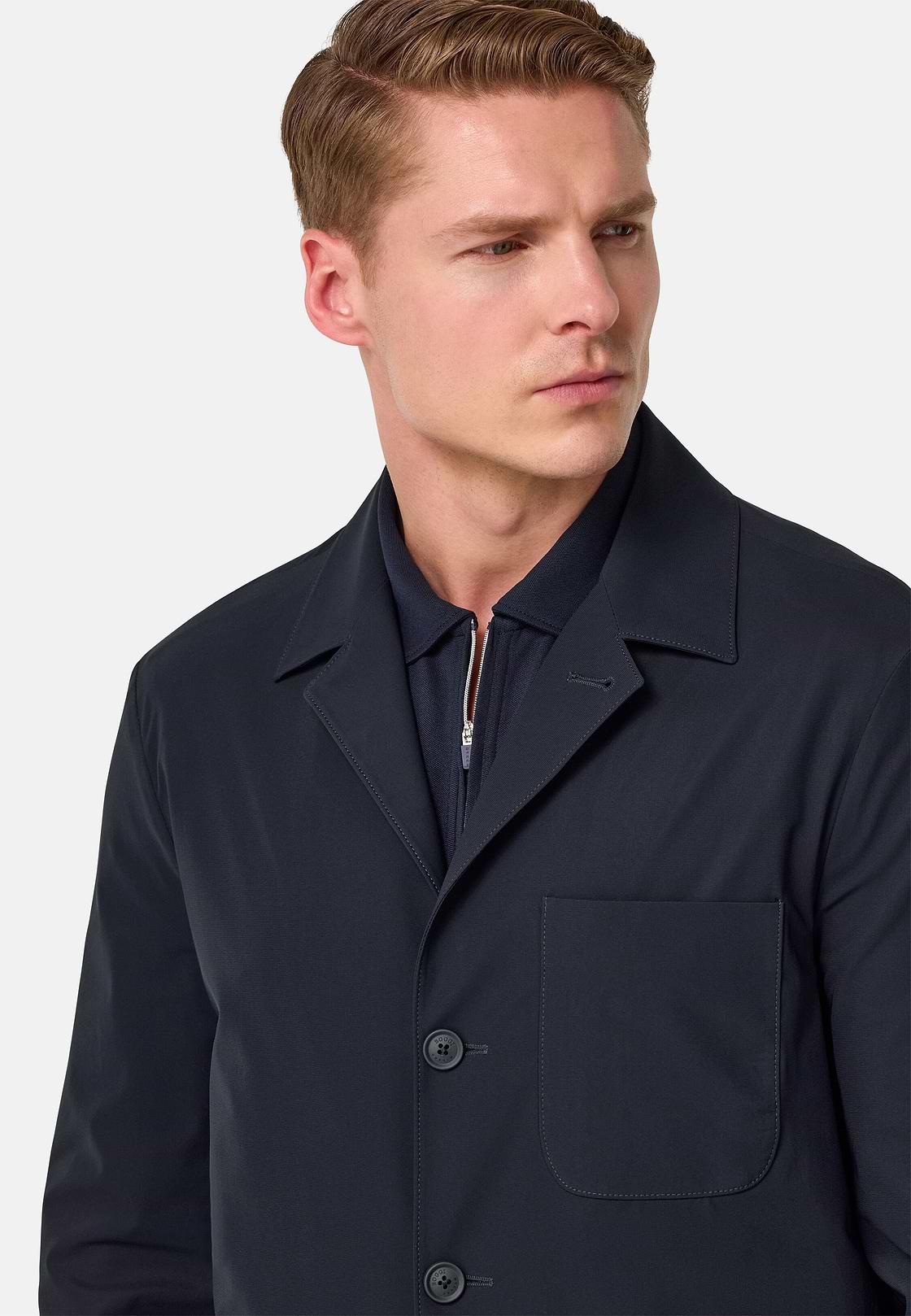 Veste B Tech En Nylon Stretch, bleu marine, hi-res