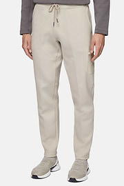 Lightweight Scuba Cotton Blend Trousers, Sand, hi-res