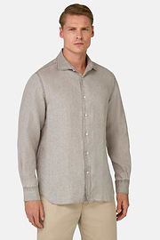 Regular Fit Linen Shirt, Taupe, hi-res