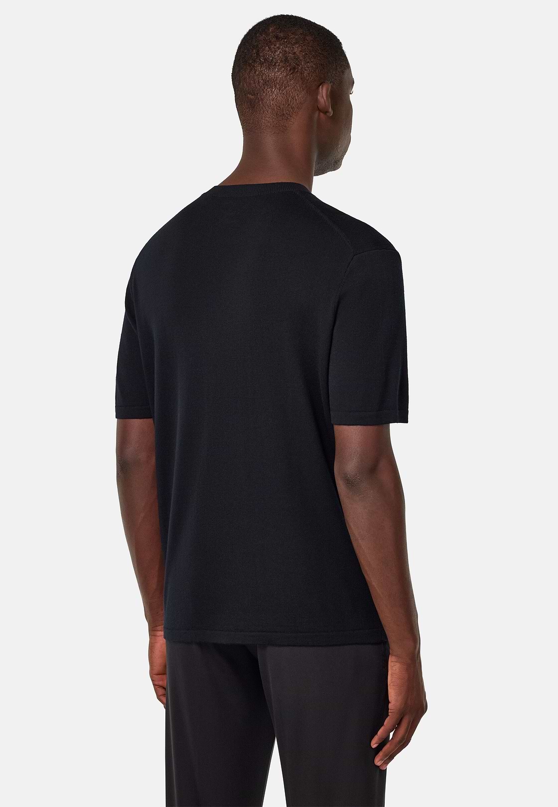 T-shirt Di Maglia In Lana Merino, Nero, hi-res