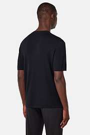T-shirt Di Maglia In Lana Merino, Nero, hi-res