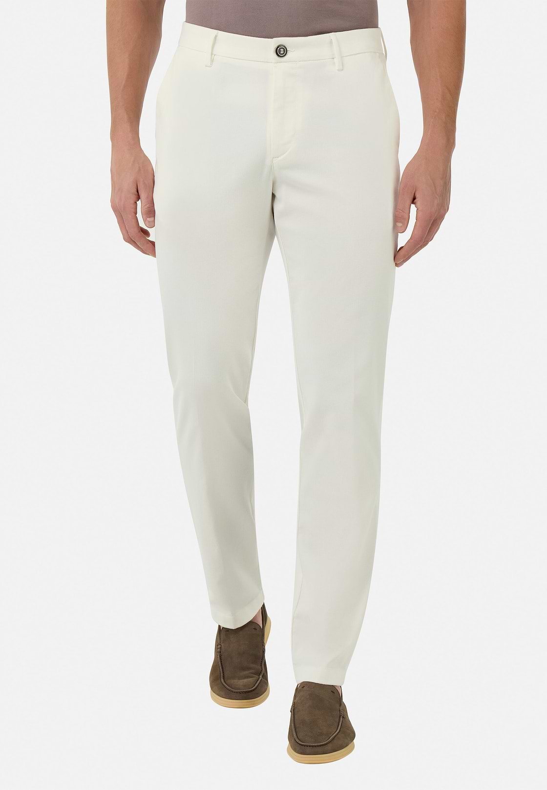 Pantalon En Coton Tencel Extensible, Blanc, hi-res