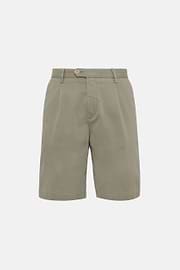 Stretch Cotton and Tencel Bermuda Shorts, Green, hi-res
