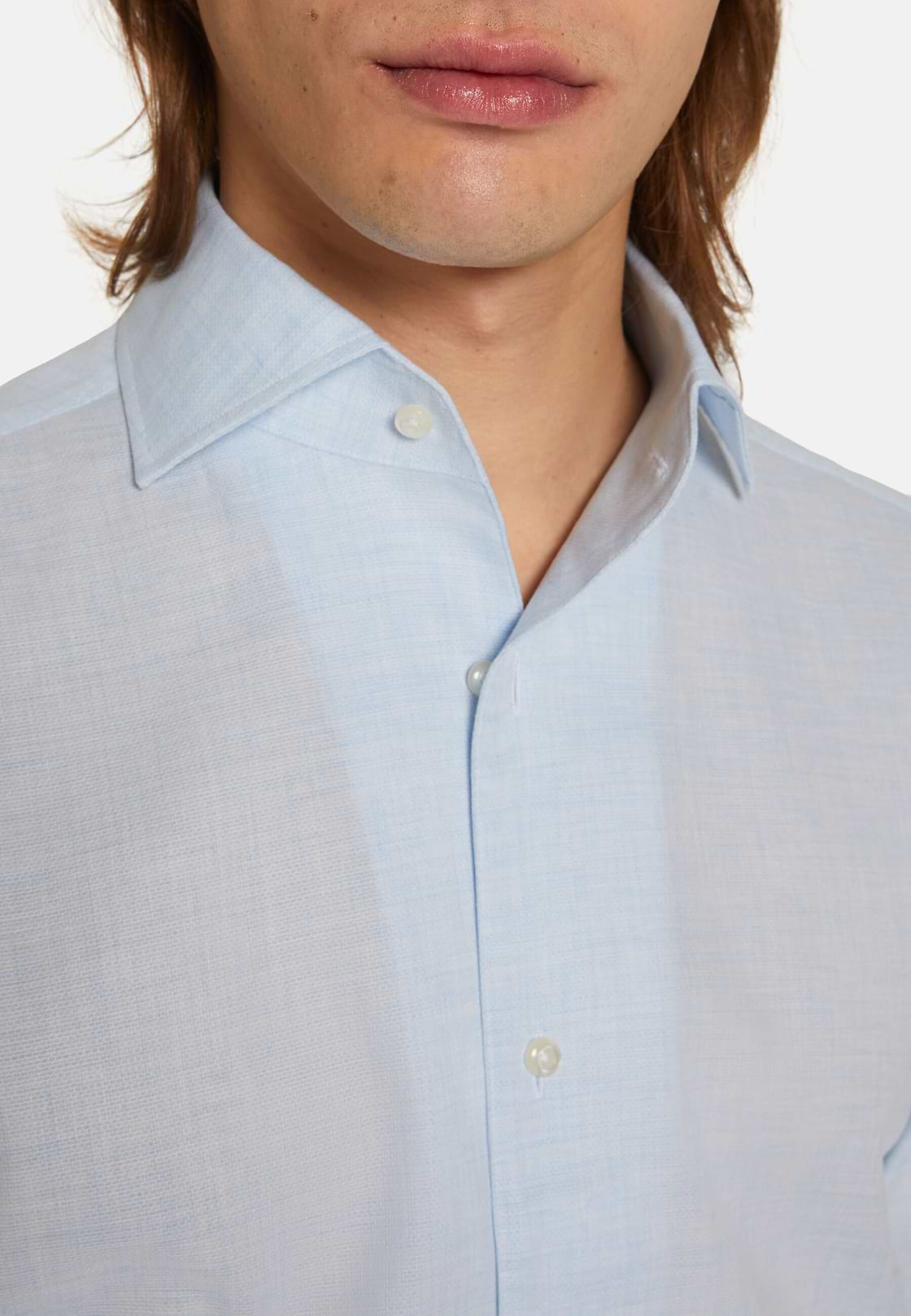 Chemise Bleu Clair En Coton Dobby Regular Fit, Bleu clair, hi-res