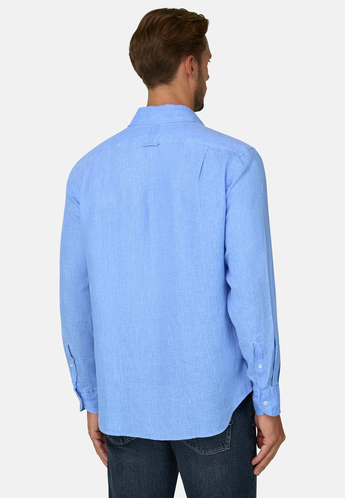 Chemise Bleu Clair En Lin Coupe Droite, , hi-res, 6