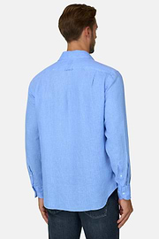 Chemise Bleu Clair En Lin Coupe Droite, , thumb, 6