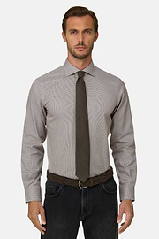 Houndstooth Cotton Shirt Regular Fit, Brown, thumb, 1