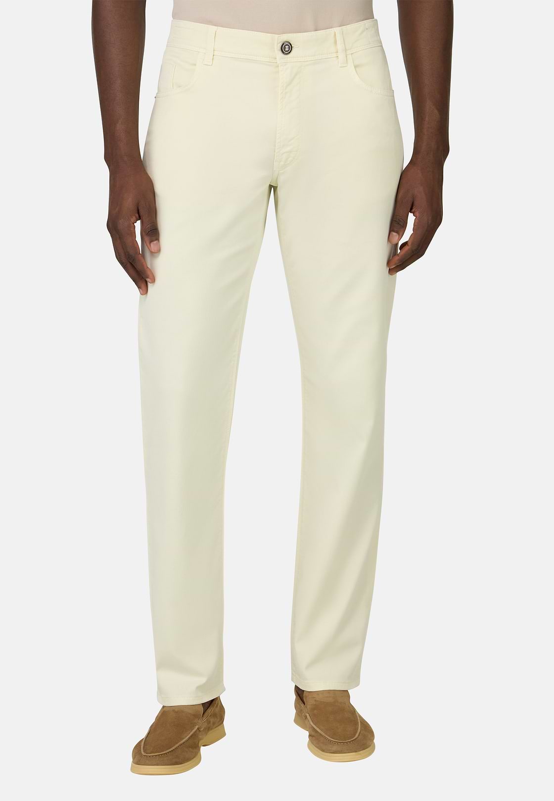 Jean En Coton Tencel Extensible, Jaune, hi-res