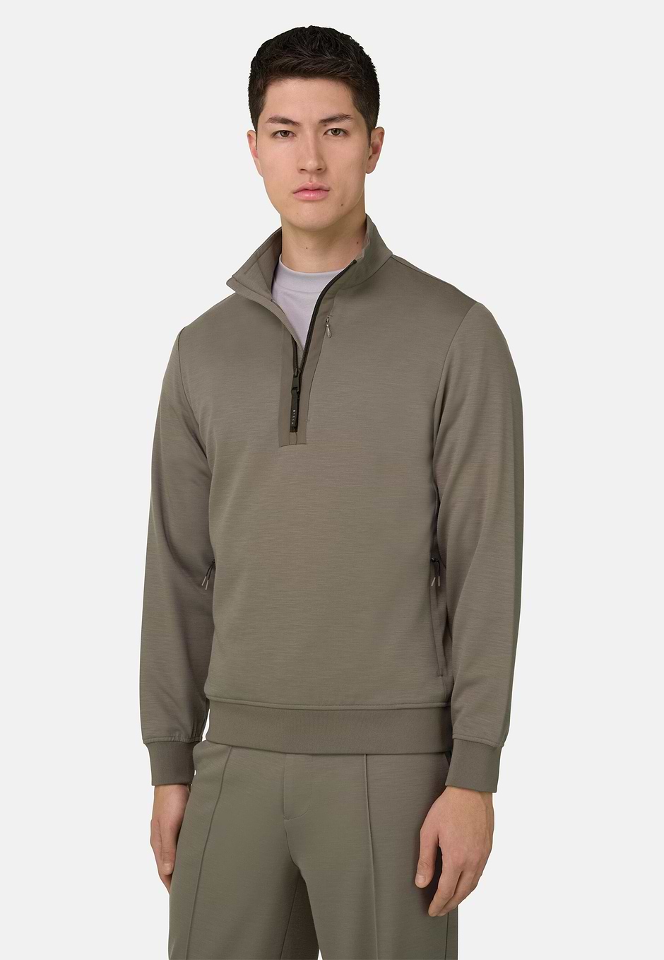 Mock Polo Neck WOOLTECH Sweatshirt, Mud, hi-res
