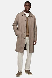 Pea Coat In Technical Wool, Taupe, hi-res