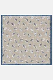 Pochette Motif Paisley En Lin, Beige, hi-res