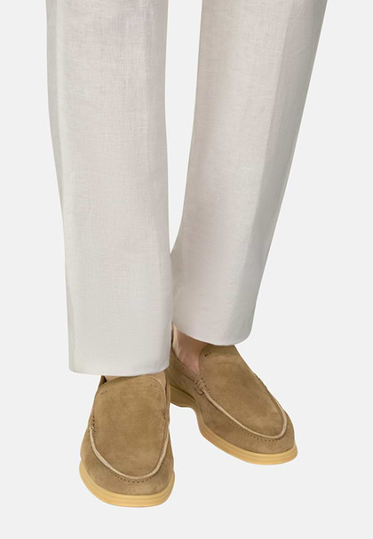 Aria Suede Leather Loafers, Beige, hi-res