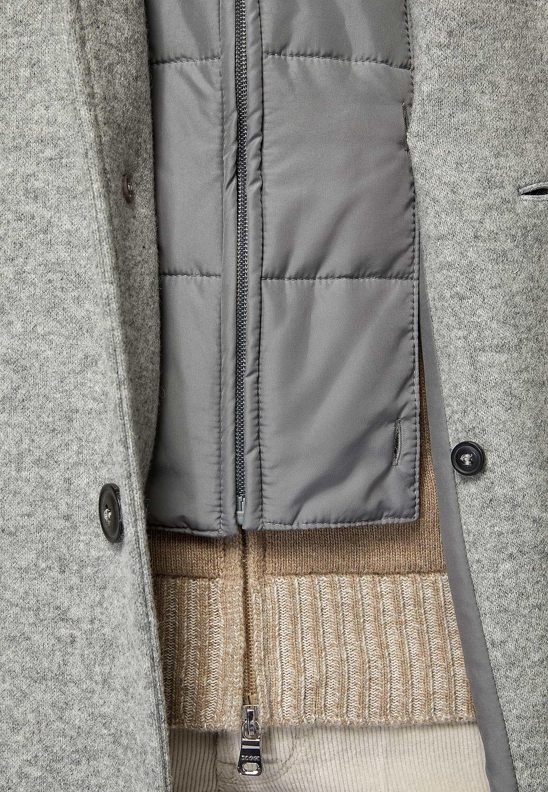 Manteau En Jersey De Laine Avec Plastron, Gris, hi-res