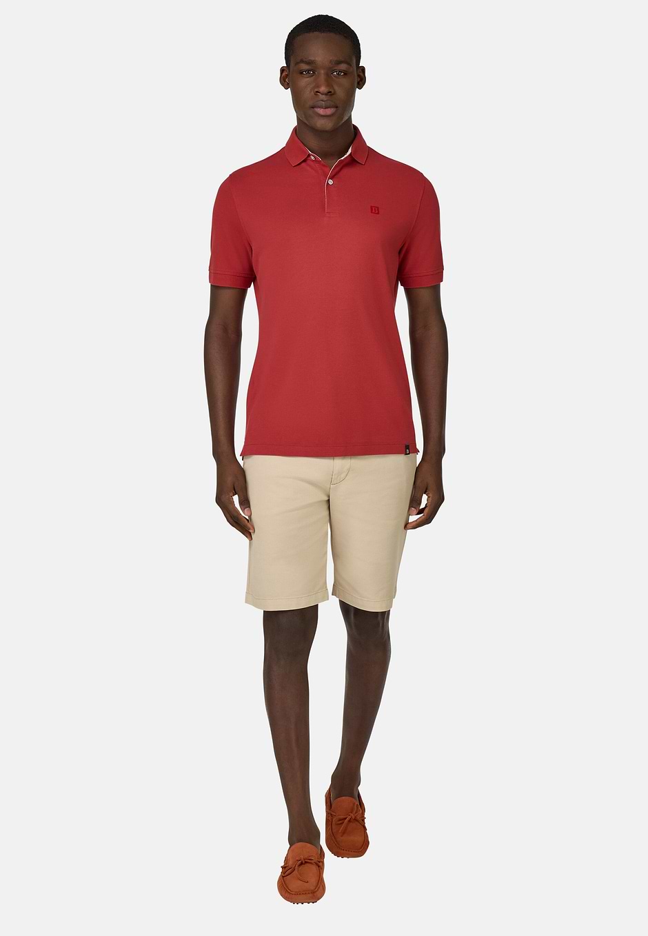 Cotton Piqué Polo Shirt, Red, hi-res