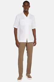 Sobrecamisa de linho branca, White, hi-res