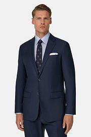 Suit in Stretch Wool Pinstripe, Navy blue, thumb, 1