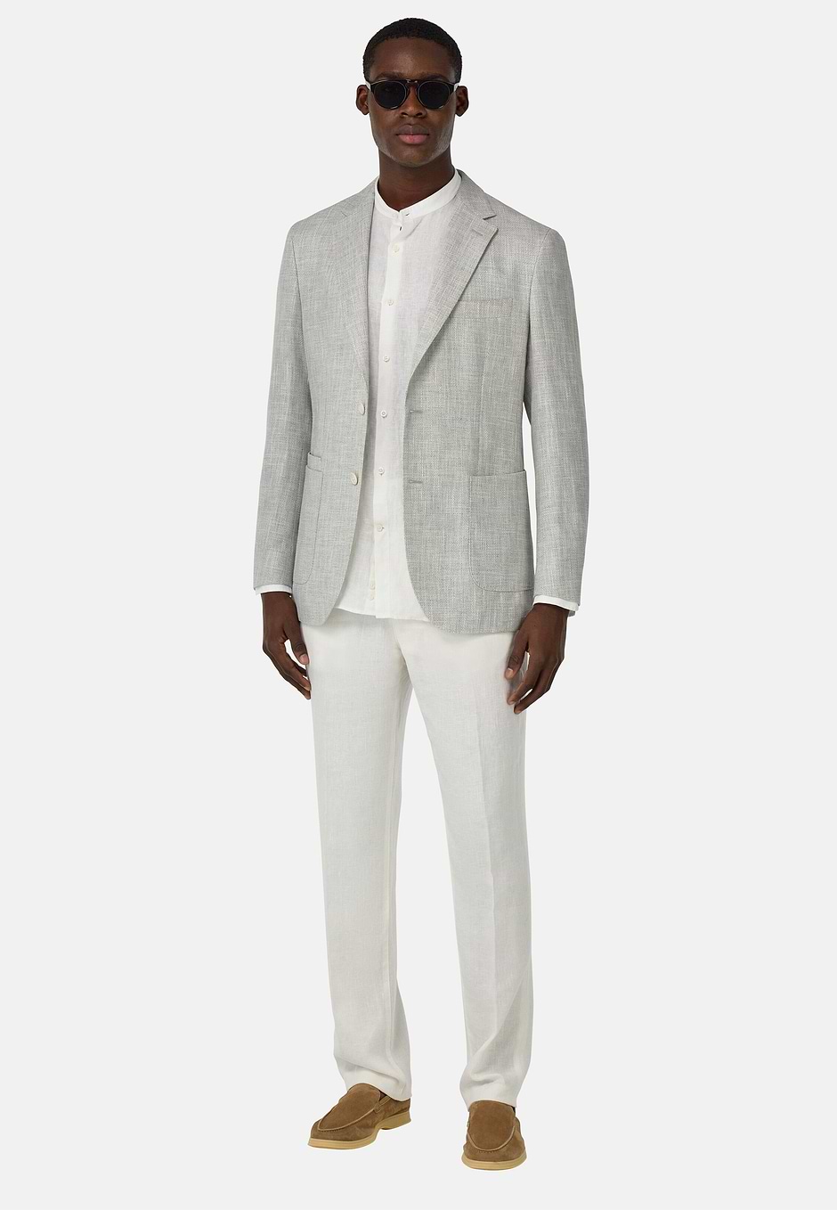 Linen, Cotton, Wool and Silk Jacket, Light grey, hi-res