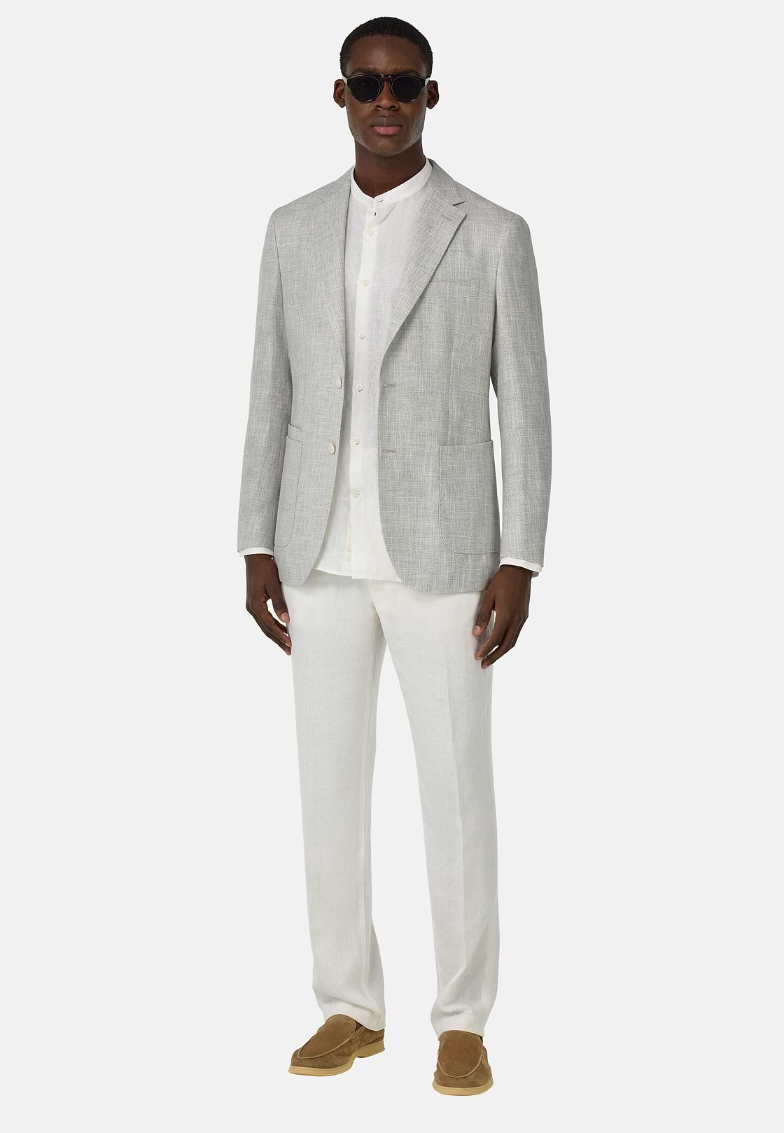Veste En Lin Coton Laine Et Soie, Light grey, hi-res