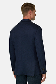 Double-Breasted Blazer in Wool Blend B Jersey, Navy blue, thumb, 4