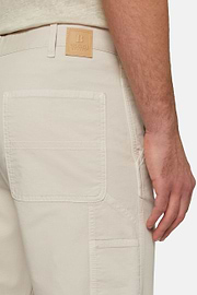 Pantalon En Coton Extensible, Crème, hi-res