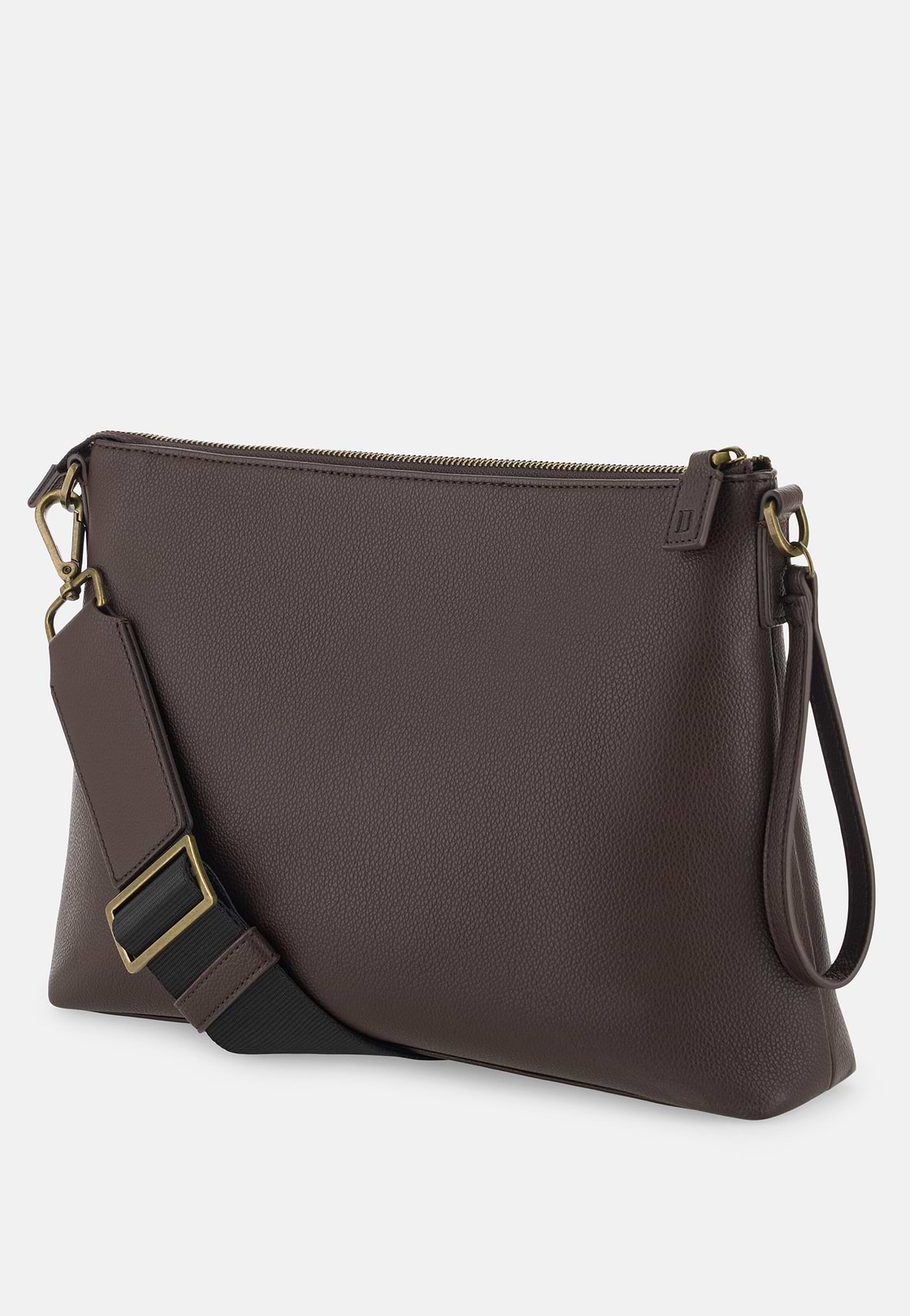 Crossbody Bag in Leather-Effect Fabric, Dark brown, hi-res, 4