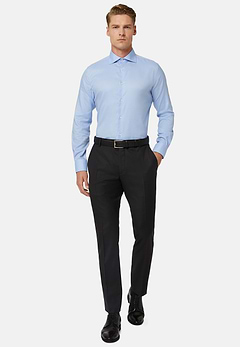 Regular Fit Sky Blue Cotton Dobby Shirt