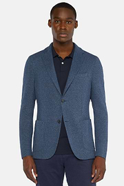 Veste Bleue En Jersey De Coton, Bleu, hi-res